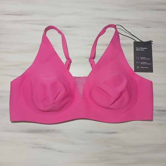 knix Other - NWT Knix Shadow Mesh T-Shirt Bra Shocking Pink Wireless Size Large